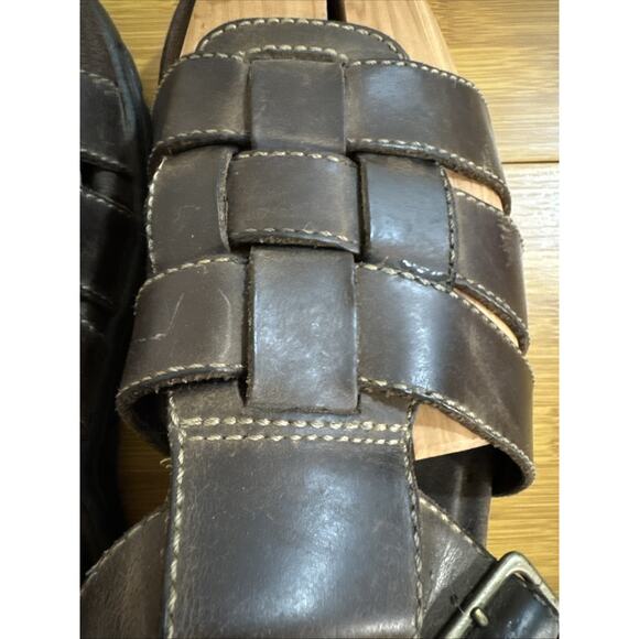 Teva Men's US 11.0 Camden Brown Leather Open Toe Fisherman Sandals Shoes - Picture 5 of 6